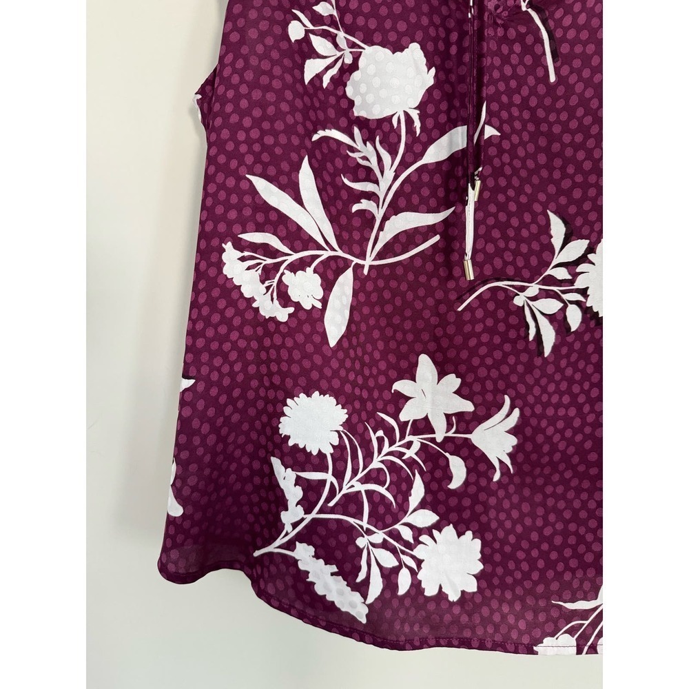Ann Taylor Floral Cap Sleeve Blouse Size Medium Plum - Picture 4 of 6